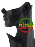 Women's Rasta Slogan All Lives Matter Wood Encircled Dangle Pierced Earrings Set