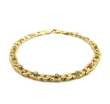 Women's 7mm 10" Iced Out Figaro Chain Anklet in Gold-Tone