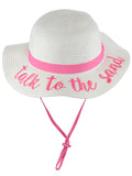 C.C Children's Weaved Crushable Beach Embroidered Quote Flop Brim Sun Hat