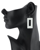 Women's Geometric Open Rectangle Wood Dangle Pierced Earrings