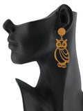 Women's Wooden Owl Cut Out Pierced Dangle Earrings Set, Black/Brown/Light Brown