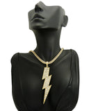 Colored Stone Lightning Bolt Pendant with 4mm 18" Franco Chain Necklace