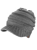 D&Y Versatile Ponyflo Messy High Bun Ponytail Metallic Thread Visor Beanie Cap