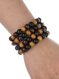 Women's Stackable 4 Piece Wood Bead Fashion Stretch Bracelet, Mix