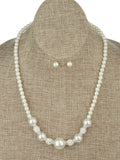 Women's Simulated Pearl with Stone Stud Bead Necklace Bracelet and Earring Set, Gold-Tone