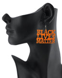 Women's Afrocentric Black Lives Matter Wood Dangle Pierced Earrings Set, Orange/Red/Turquoise
