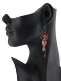 Women's Exquisite African Ebony Model Dangle Pierced Earrings Set, Batik Dress