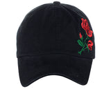 Side Embroidered Rose Adjustable Low Profile Baseball Dad Cap Hat