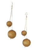 Women's Fashion Dual Wooden Ball Dangle Pierced Earrings Set, Black/Brown/Light Brown