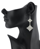 Women's Dual Kite Stone Stud Dangle Pierced Earrings, Silver-Tone
