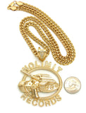 No Limit Records Tank Hollow Pendant with  6mm 24" Cuban Chain Necklace, Gold-Tone