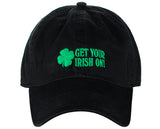 D&Y St. Patrick's Day Embroidered Quote Lucky Clover Low Profile Baseball Cap, Get Your Irish On