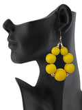 Women's Wooden Ball Bead Hoop Dangle Pierced Earrings, Color