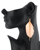 Women's Bohemian Feather Bar Link Chain Dangle Pierced Earrings