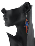 Women's Exquisite African Ebony Model Dangle Pierced Earrings Set, Summer Dress