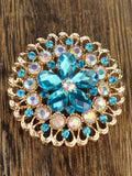 NYFASHION101 Elegant Formal Star Flower Rhinestone Studded Round Brooch Pin, AMethyst/Silver-Tone