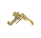 Stone Stud Tilted Crown Initial Pierced Earrings, J/Gold-Tone