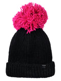 D&Y Warm Marled Rib Knit Beanie With Oversized Pompom