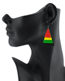 Women's Geometric Layered Shape Wood Dangle Pierced Earrings, Triangle
