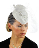 NYFASHION101 Cocktail Teardrop Sinamay Fascinator Hat w/ Fish Net & Rhinestones