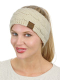 C.C Soft Stretch Winter Warm Cable Knit Fuzzy Lined Ear Warmer Headband