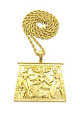 Gold-Tone Egyptian Hieroglyphic Tablet with Chain Necklace