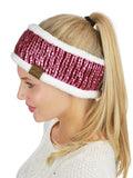 C.C Women's Soft Stretch Metallic Finished Knit Fleece Lined Ear Wamer Headband