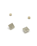 6 Stone Row Square Shape Stud Magnetic Earrings