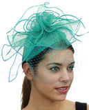 NYFASHION101 Cocktail Formal Party Face Veil Floral Mesh Fascinator Headband