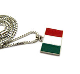 Italian Flag Micro Pendant w/ 2mm 24" Box Chain Necklace