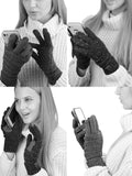 C.C Unisex Cable Knit Inner Lined Anti-Slip Touchscreen Texting Gloves