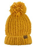 C.C Women's Chenille Soft Stretchy Pom Cuffed Knit Beanie Cap Hat