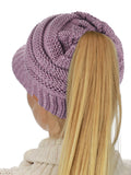 D&Y Versatile Ponyflo Messy High Bun Ponytail Metallic Thread Visor Beanie Cap