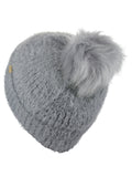 D&Y Super Soft Feathered Faux Fur Pom Cuffed Knit Beanie