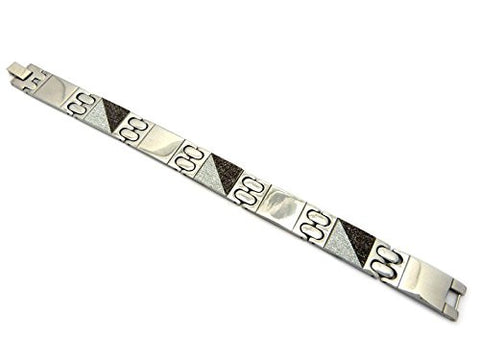 Diagonal Dual Tone Watch Band Style Link Bracelet