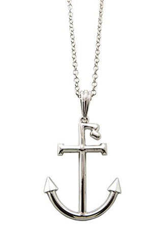 R Navy Anchor Celebrity Fans' 3mm 18" Link Chain Necklace in Silver-Tone