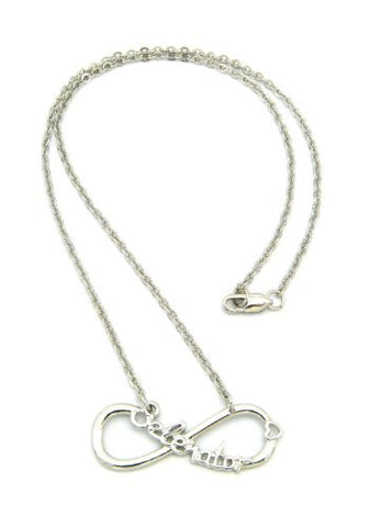 Selenator Inscribed Infinity Loop 2mm 18" Link Chain Necklace in Silver-Tone