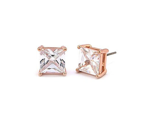 Princess Cut Clear Cubic Zirconia Stud Earrings