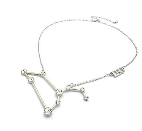 Leo Zodiac Sign Rhinestone Horoscope Pendant 2mm 16" + Extension Necklace in Silver-Tone