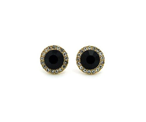 Rhinestone Cluster Faux Onyx Stud Earrings