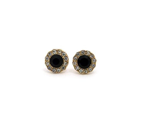 Rhinestone Cluster Faux Onyx Stud Earrings