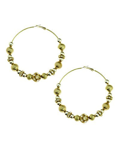 Gold-Tone Beaded Clustered Sphere Hoop Earrings