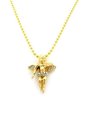 Cherub Angel Extra Small Pave Micro Pendant w/ 27" Ball Chain