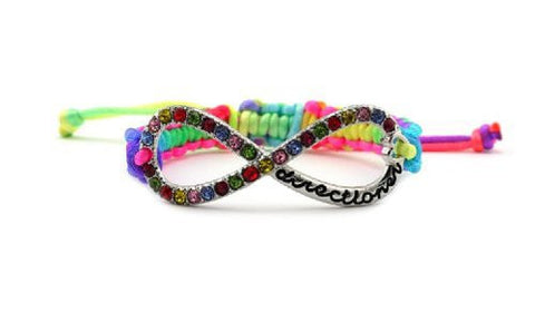 Multicolor Braided Silver Tone Infinity Fan Bracelet