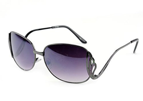 NYfashion101 Women's Fashionable Black Oversized Skinny Temple Sunglasses