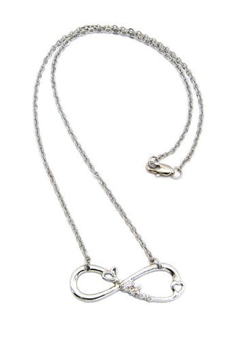 Emblem Inscribed Infinity Loop 2mm 18" Link Chain Necklace in Silver-Tone