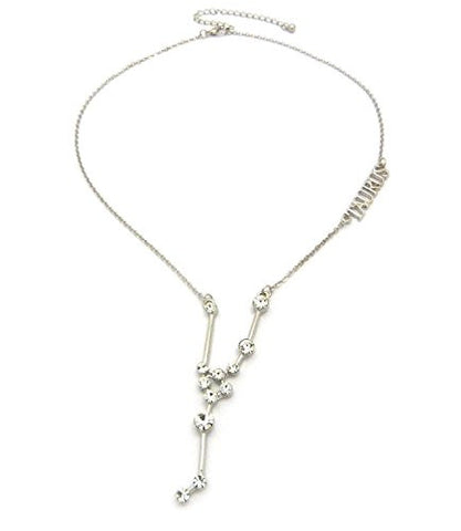 Taurus Zodiac Sign Rhinestone Horoscope Pendant 2mm 16" + Extension Necklace in Silver-Tone