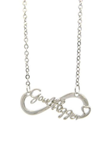 Goulddigger Inscribed Infinity Loop 2mm 18" Link Chain Necklace in Silver-Tone