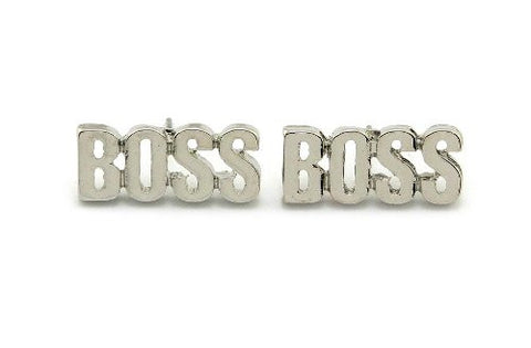 Plain BOSS Stud Earrings in Silver-Tone