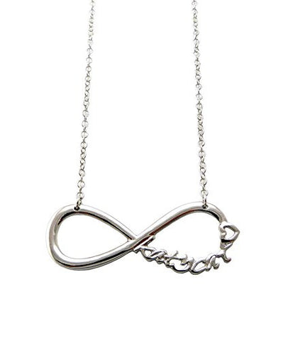 Katycat Heart Infinity Loop Pendant 3mm 18" Link Chain Necklace in Silver-Tone